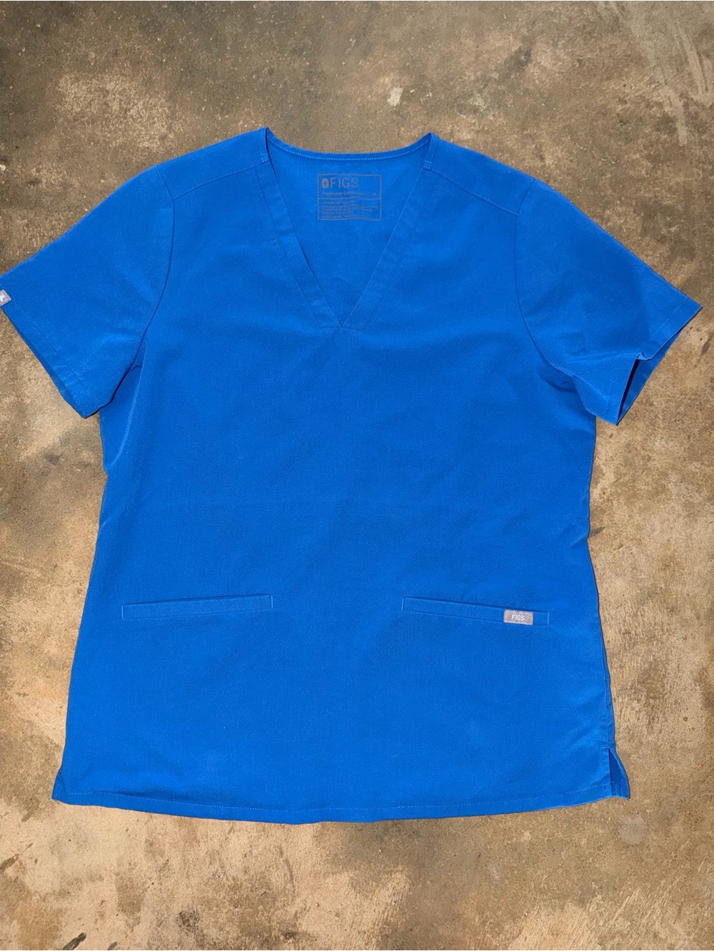 FIGS Royal Blue V Neck Scrub Top Medium Technical Collection Stretch GUC